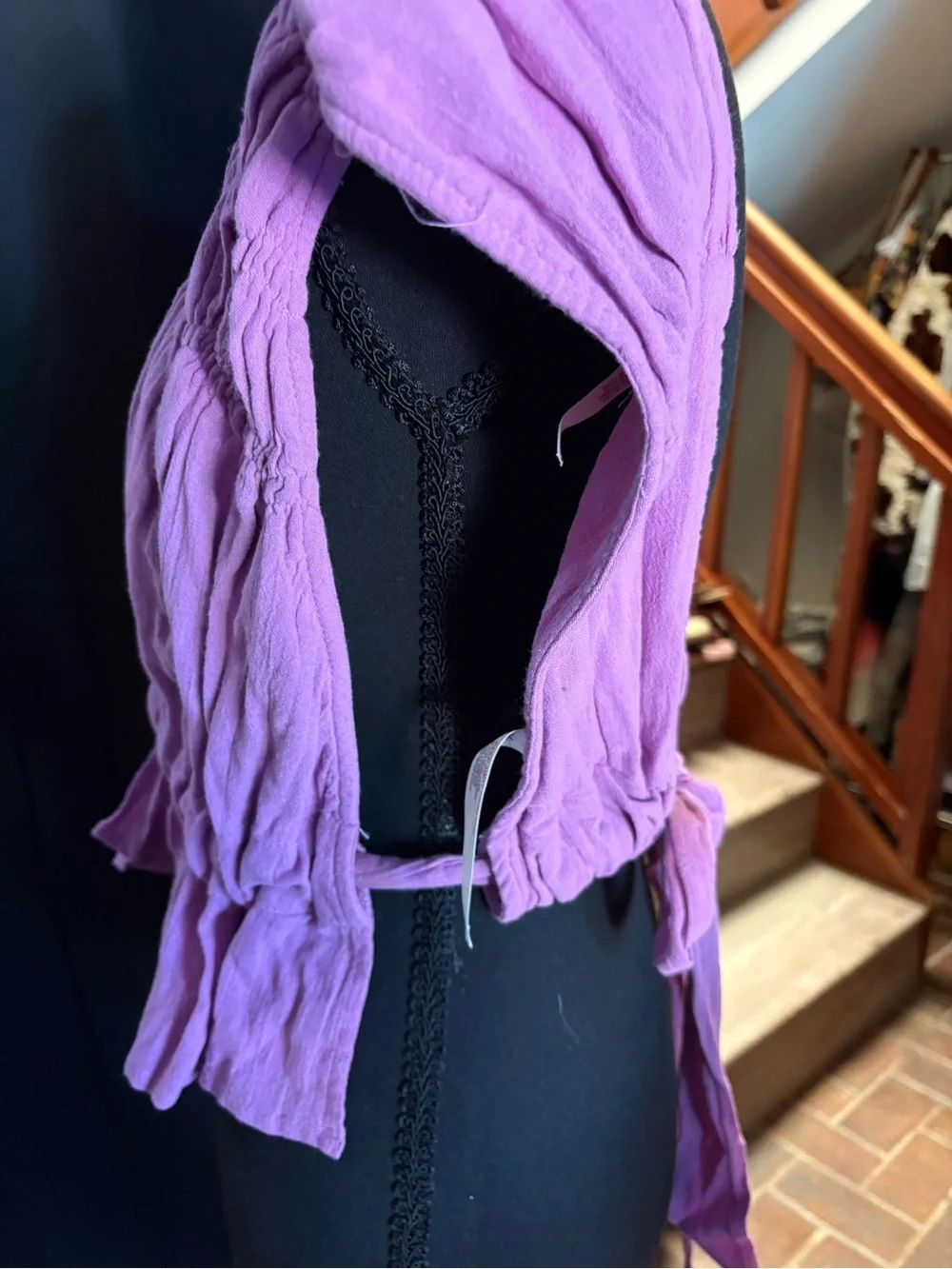 Free People Purple Smocked V-Neck Women's Top